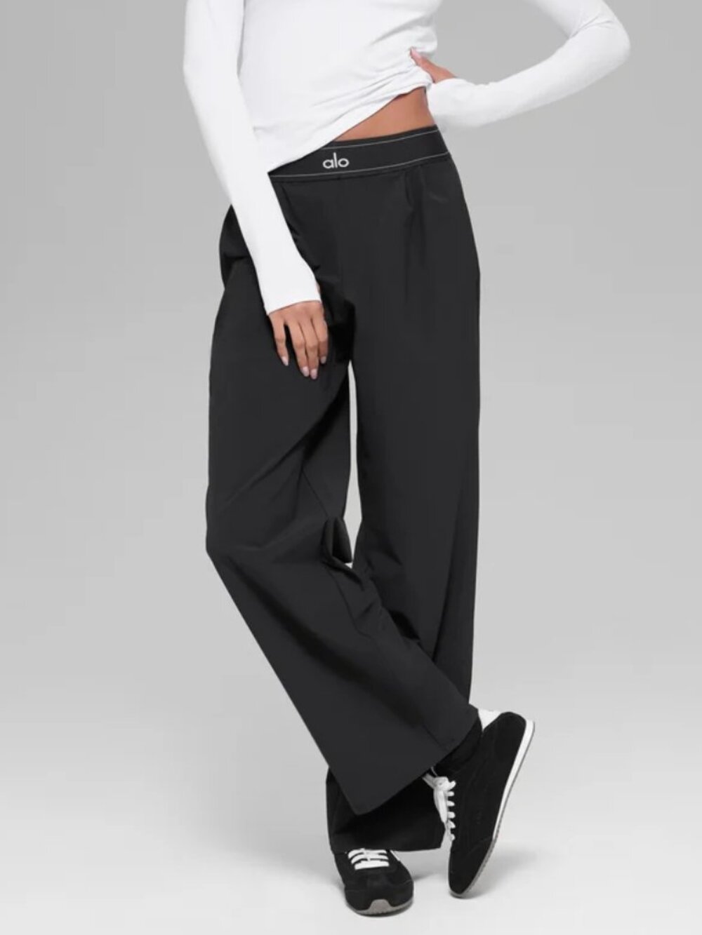 ALO Yoga NWT🖤Suit Up Trouser Pants Black Wide Leg 30" Inseam